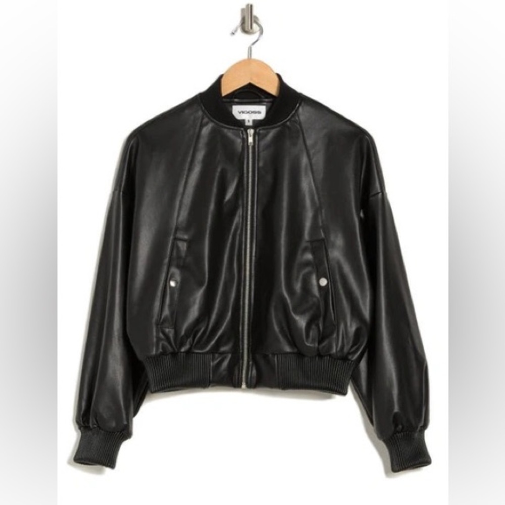 VIGOSS Faux Leather Bomber Jacket NWT - Picture 2 of 7